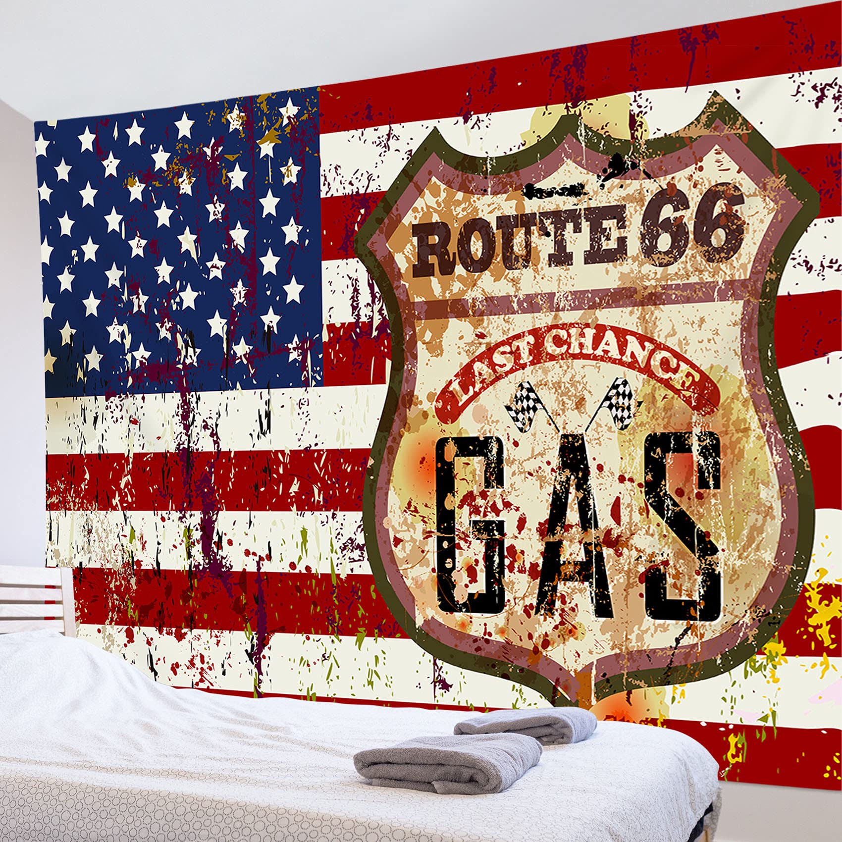 ヴィンテージ ラグ タペストリー 136×106 アメリカ 国旗 USインテリア